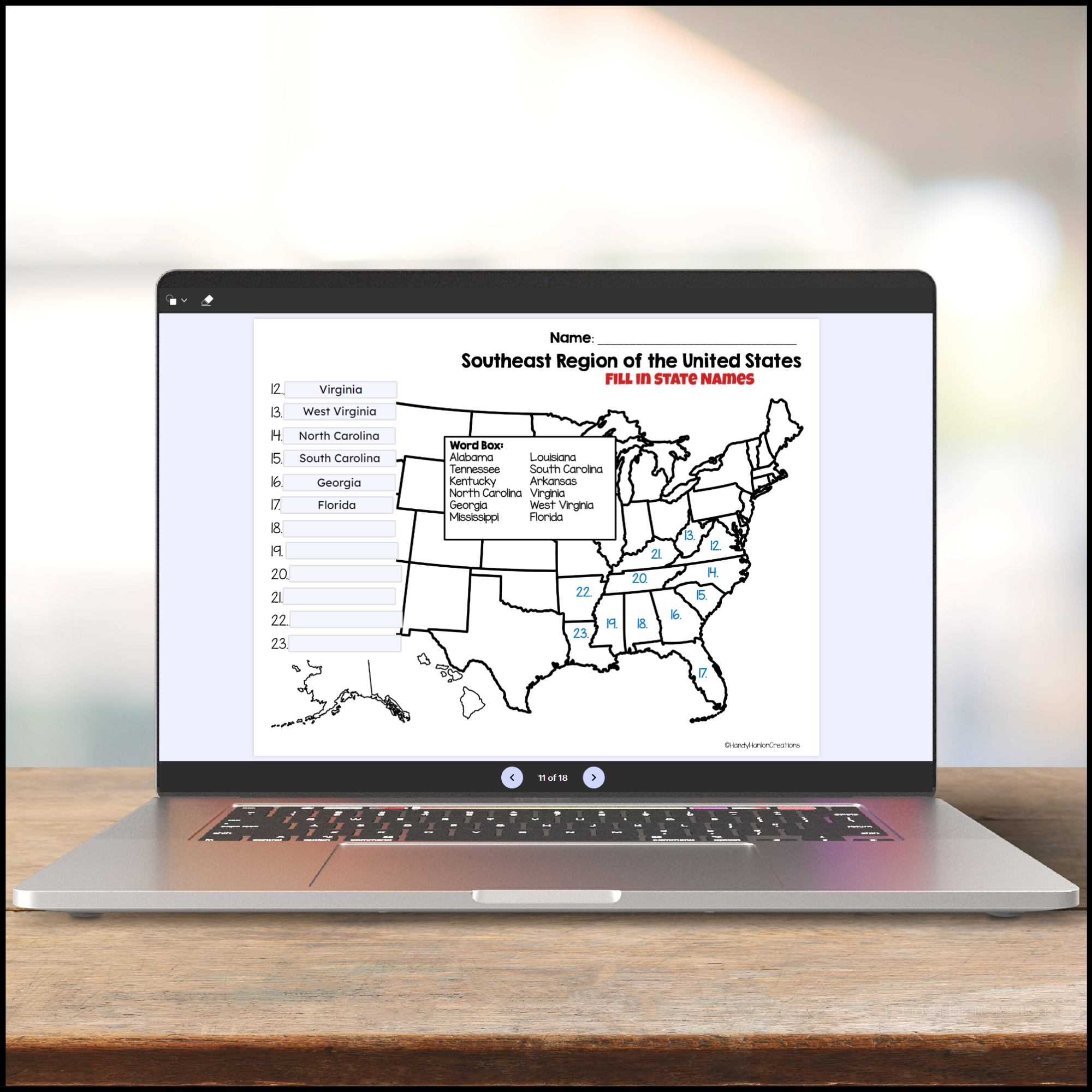 50 states and capitals digital review