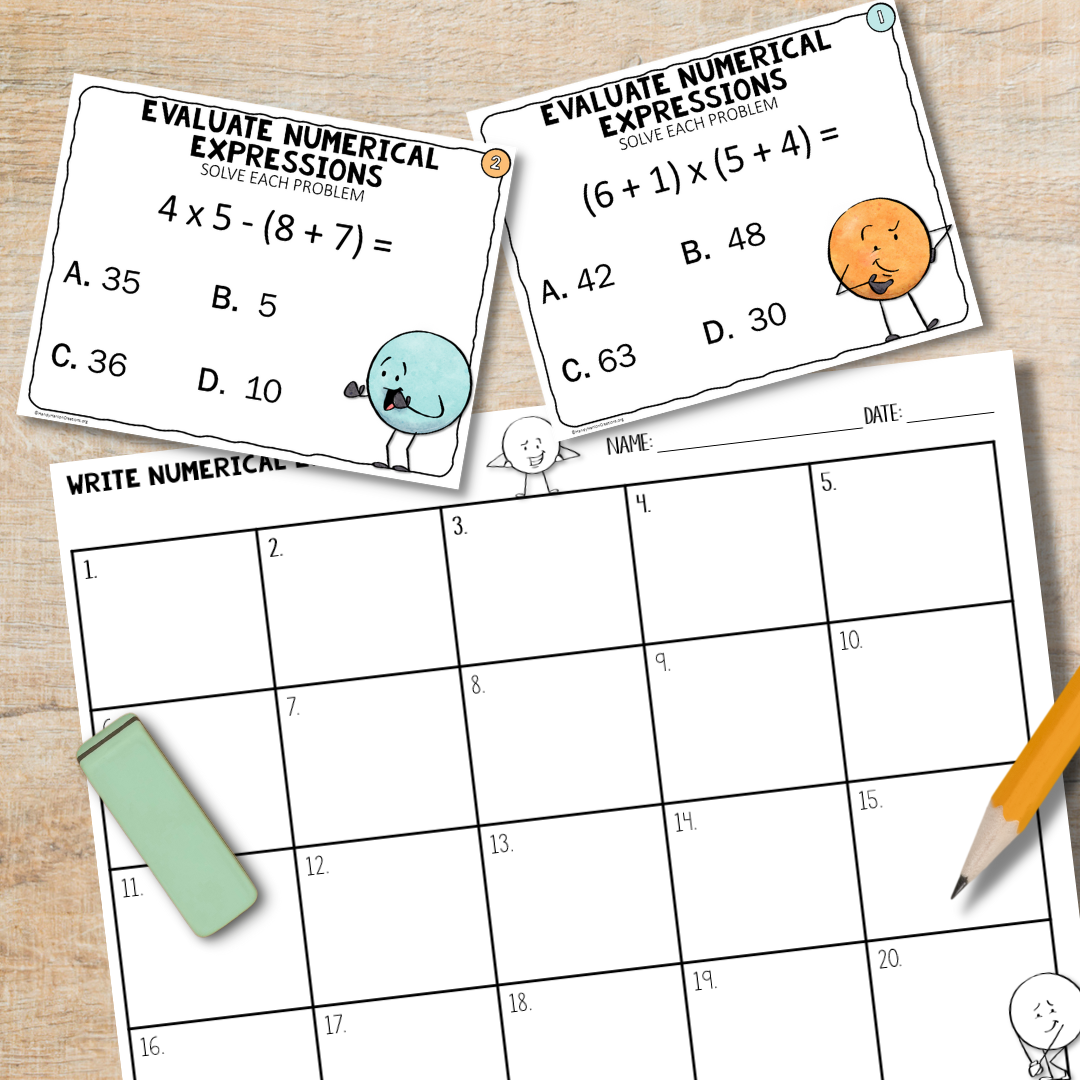 5th grade math review task cards